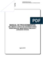 Manual de Procedimientos Del Médico Legsta en Las Coordinacones Territoriales, Ministerios Públcos y Juzgados Cívcos- 2012