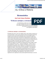 Gomez Martinez Jose Luis - Hermeneutica - El Discurso Antropico Y Su Hermeneutica