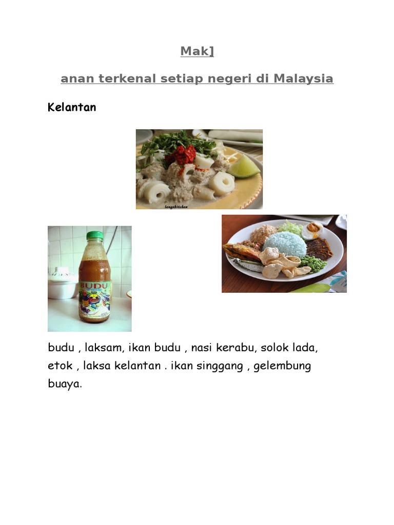Makanan Tradisional Setiap Negeri