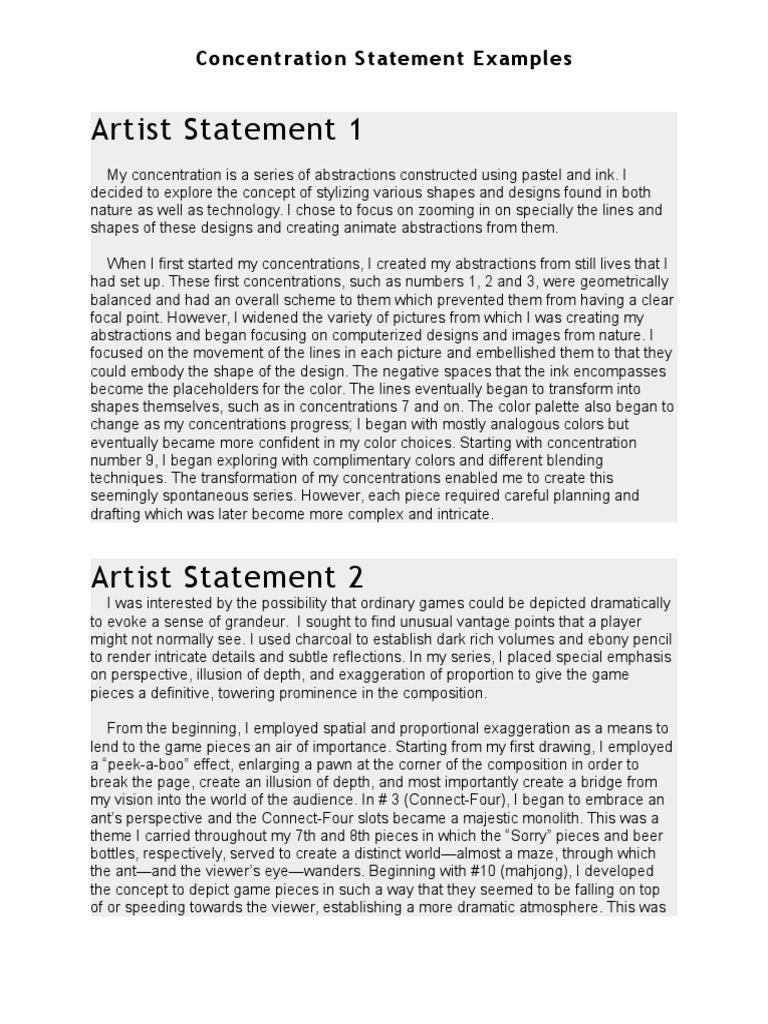 Concentration Statement Examples | PDF | Abstraction | Composition ...