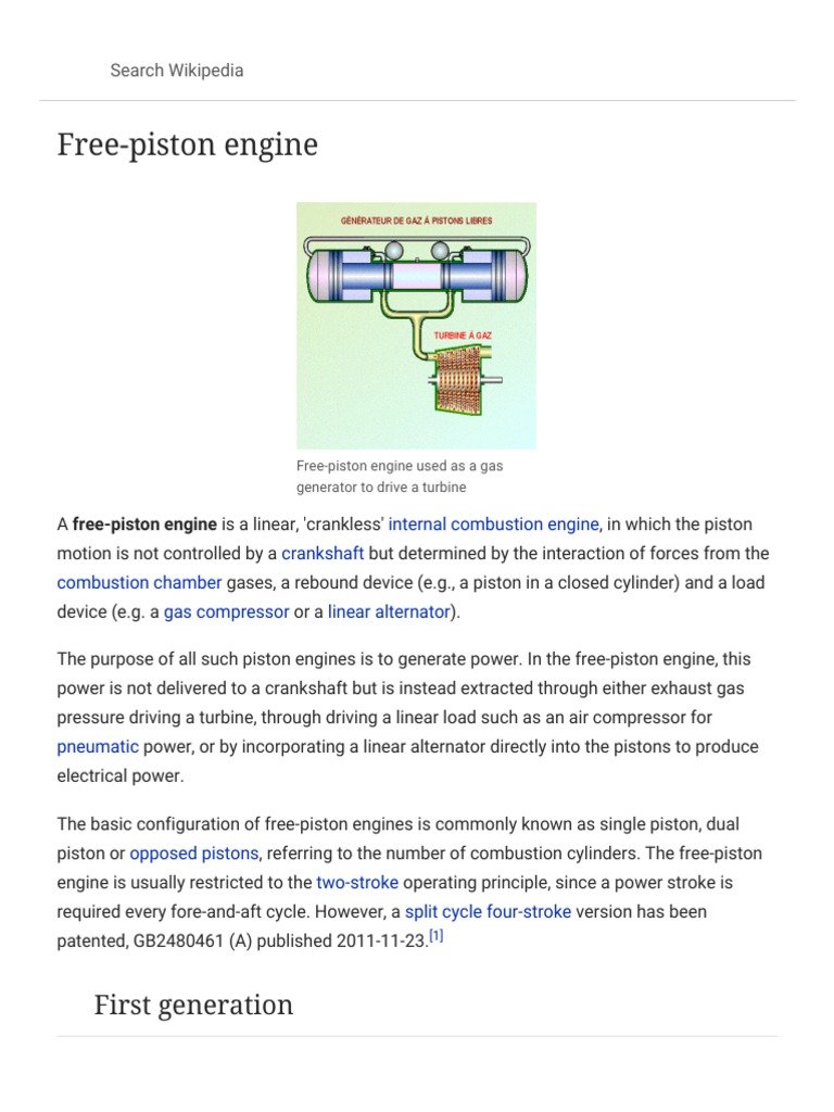 FreePiston Engine Wikipedia, The Free Encyclopedia PDF Energy Production Internal