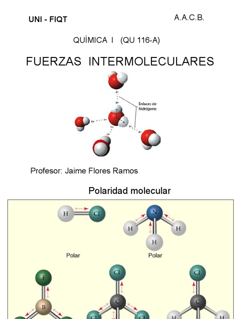 FUERZAS INTERMOLECULARES.ppt Fuerza intermolecular Química
