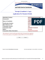 GPSC Online Payment Receipt