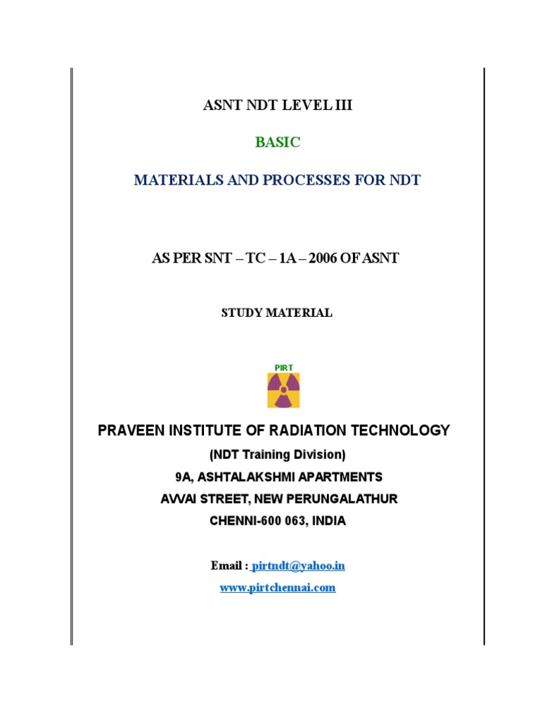 Materials and Processes for Ndt