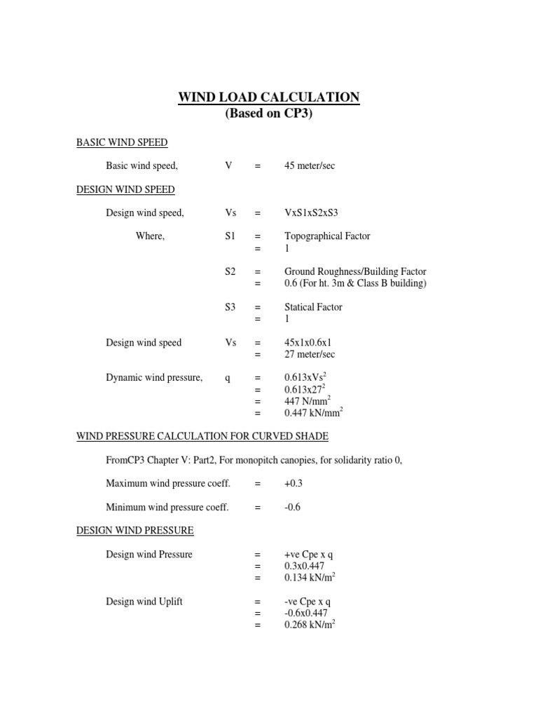 Wind Load Calculation (Based On CP3) | PDF | Meteorological Phenomena ...