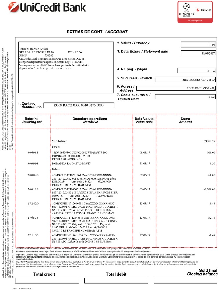 Bank Statement | PDF | Debit Card | Debits And Credits