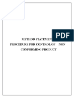 Method Statement Procedure For Control of Non Conforming Product