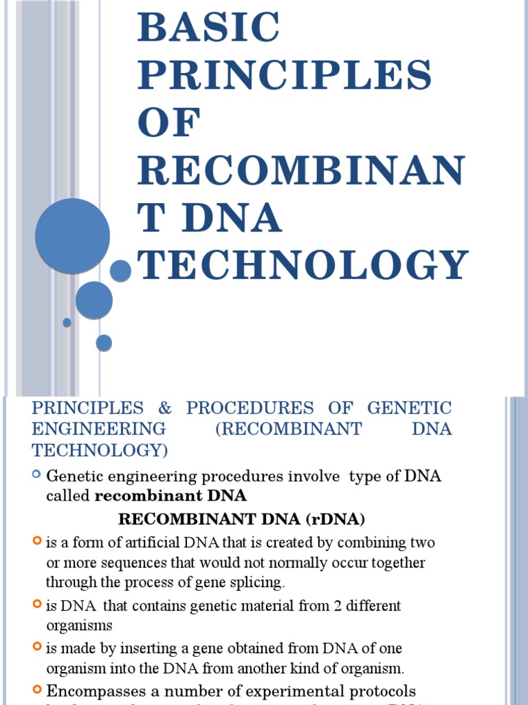 Principles of Recombinant DNA Technology | PDF | Recombinant Dna ...