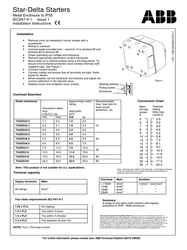 Star-Delta Motor Starter Guide | PDF | Fuse (Electrical) | Engineering
