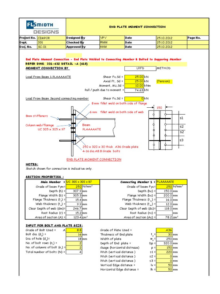 End Plate Moment Connection Design | PDF | Screw | Beam (Structure)