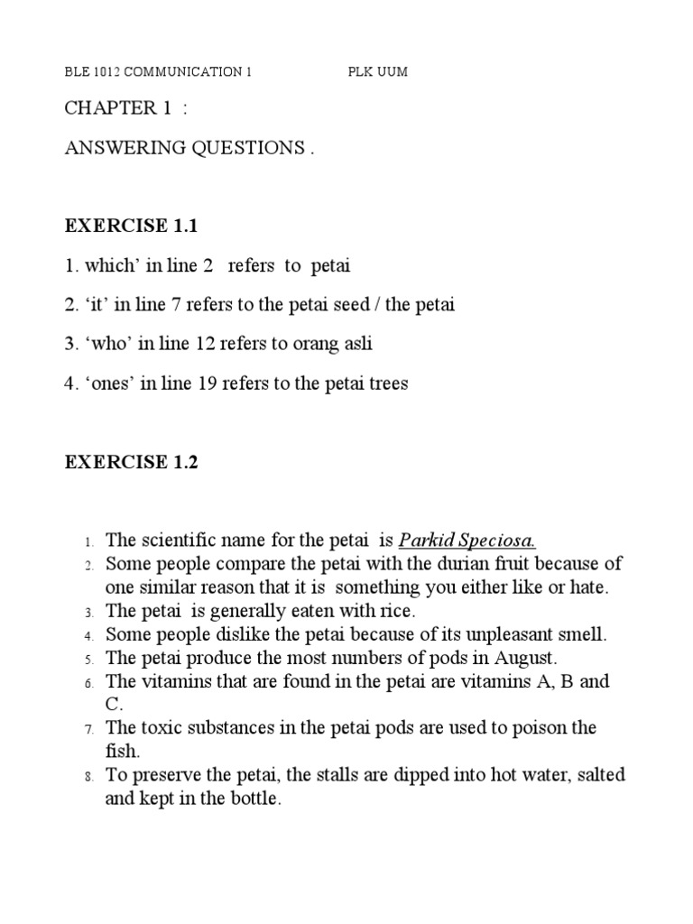 BLE 1012 Communication Exercises | PDF | Phobia | Verb