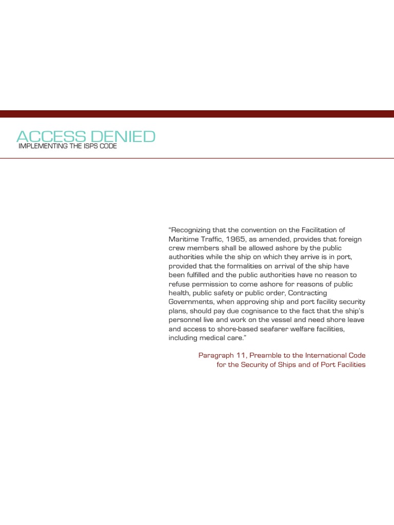 Impact of ISPS Code on Seafarers' Work | PDF | Water Transport | Shipping