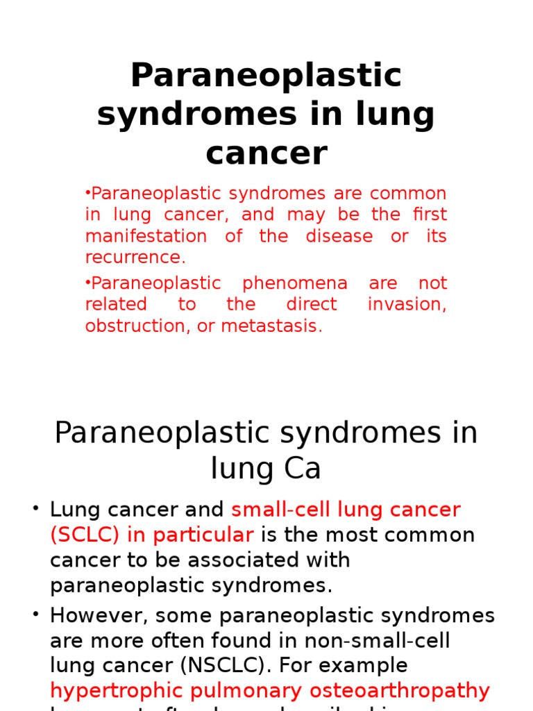 Paraneoplastic Syndromes in Lung Cancer Medicine Clinical Medicine