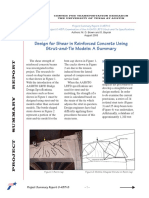 Design For Shear in Reinforced Concrete Using Strut-and-Tie Models: A Summary