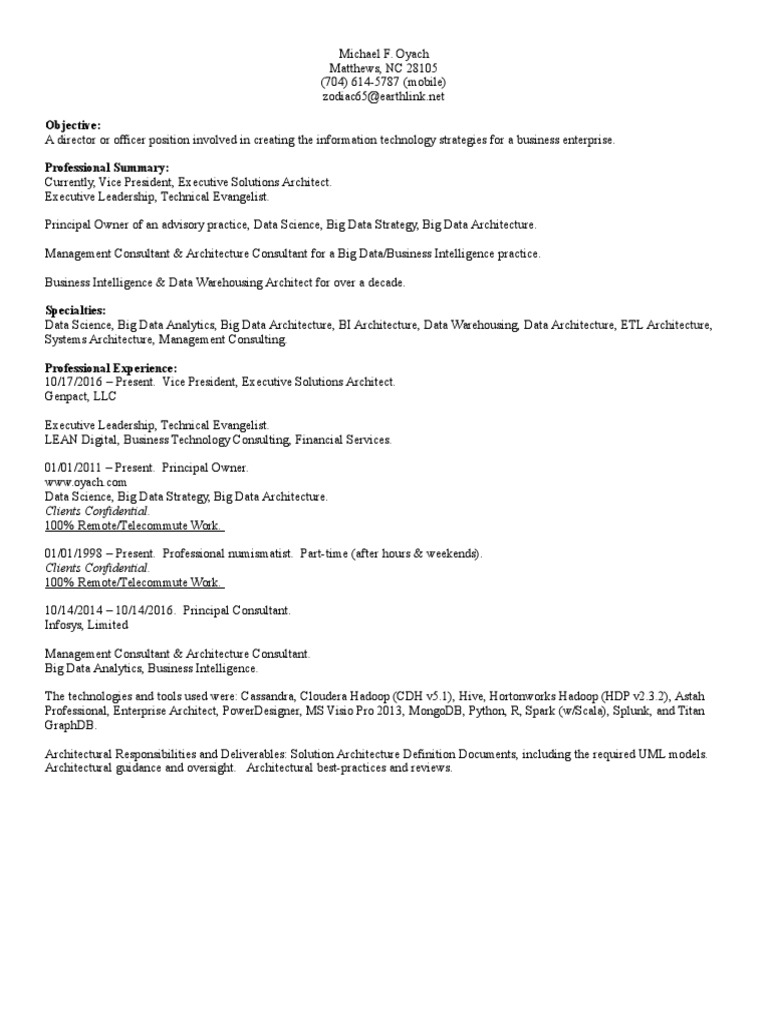 Big Data Architect PDF Apache Hadoop Business Intelligence