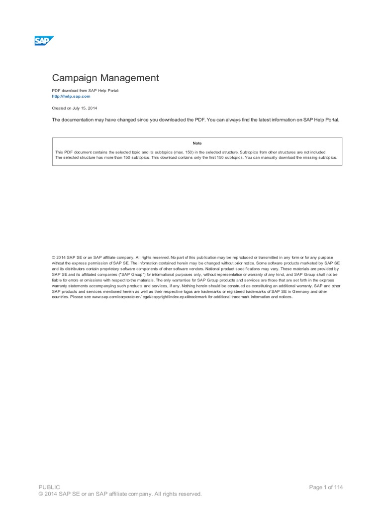 Campaign Management | PDF | Customer Relationship Management | Target ...