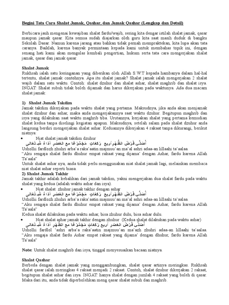 Begini Tata Cara Shalat Jamak