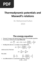 Thermodynamic Potentials and Maxwell's Relations: Dr. Mohammed Sultan 2014