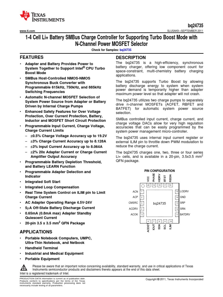 Bq 24735 | Mosfet | Electrical Engineering