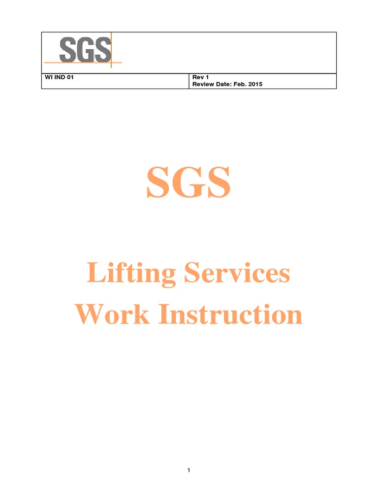 SGS Lifting Work Instruction1 PDF | PDF | Personal Protective Equipment ...