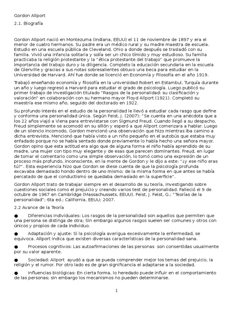 Gordon allport written works image