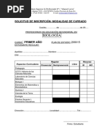 Solicitud de Inscripción Biología