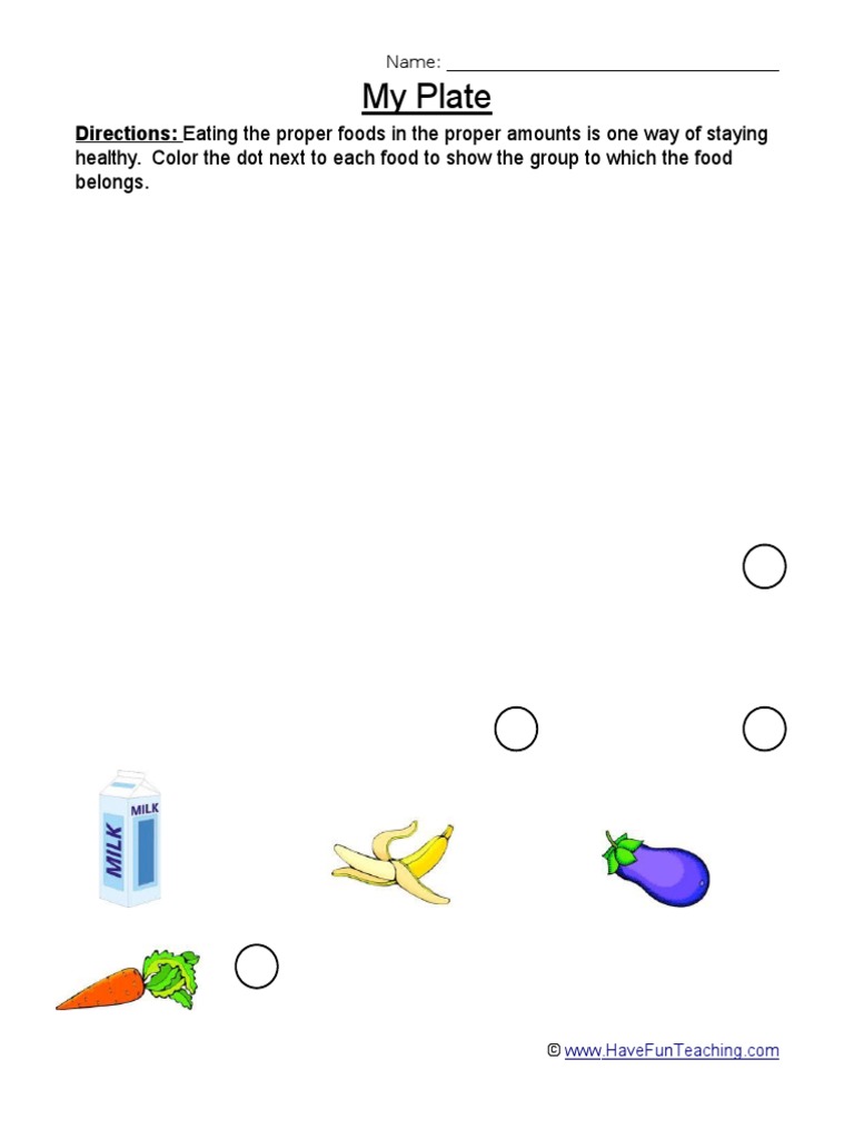 My Plate Worksheet 1 | PDF | Wellness