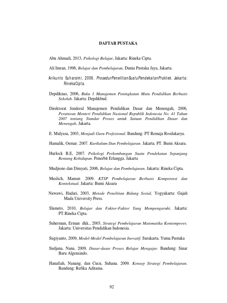 Daftar Pustaka Pendidikan dan Pembelajaran | PDF | Karier & Perkembangan