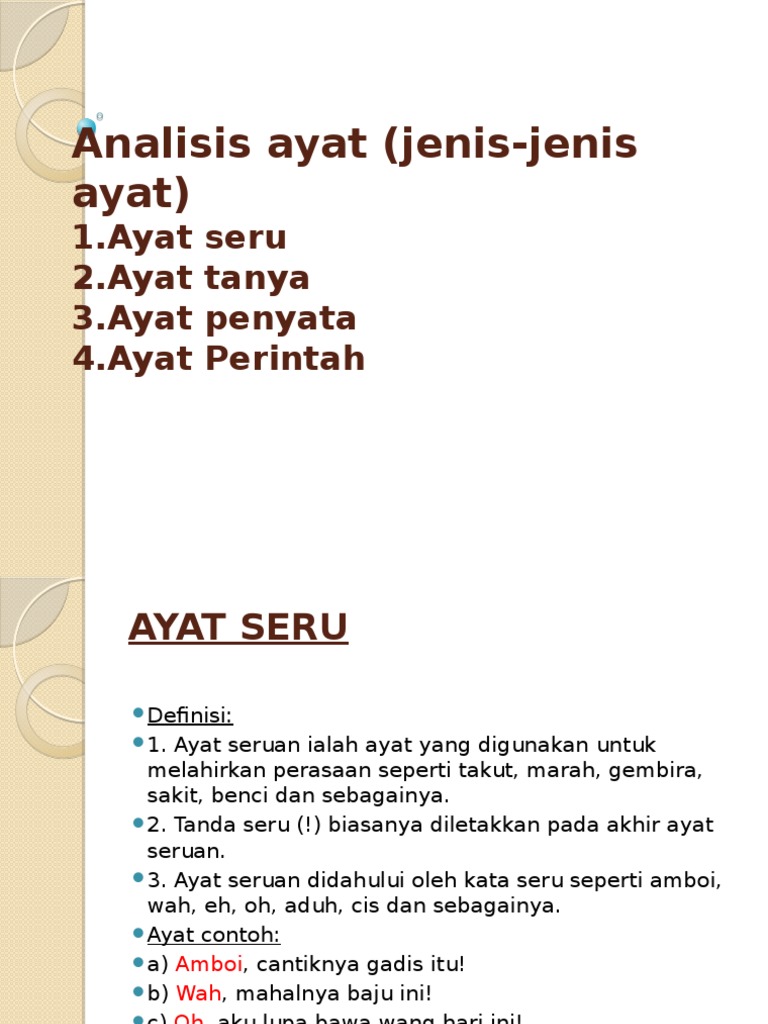 Analisis Ayat Jenis Jenis Ayat