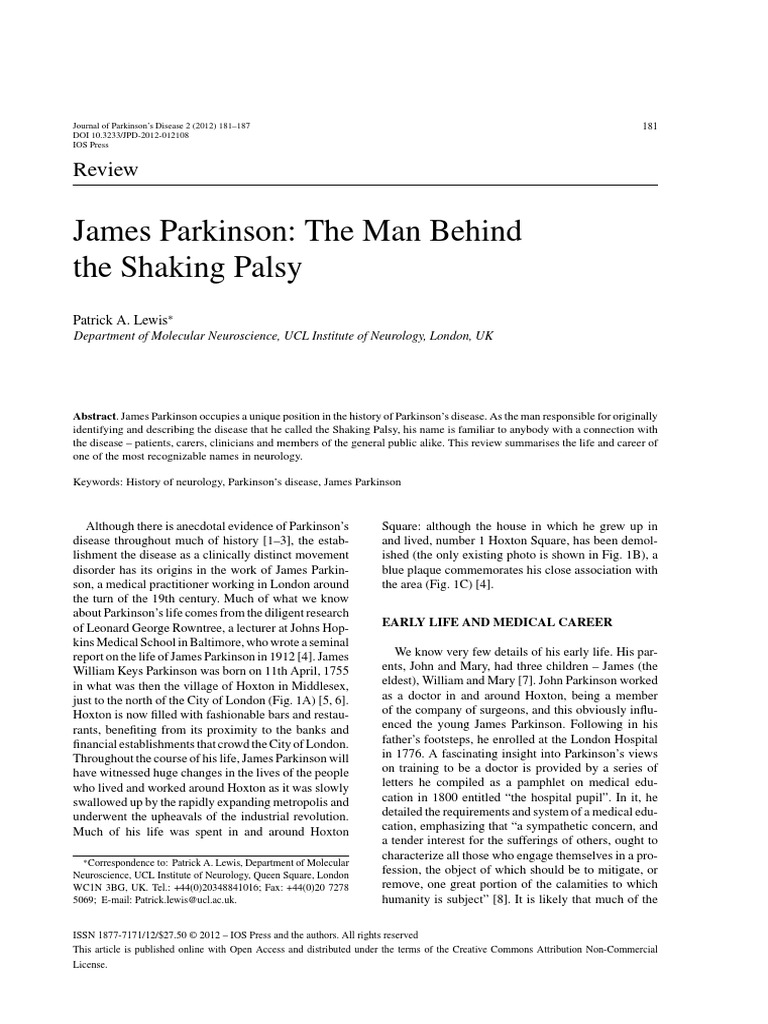 James Parkinson | Parkinson's Disease | Neurology