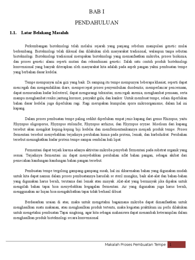 Makalah Pembuatan Tempe Bioteknologi Rhi Docx