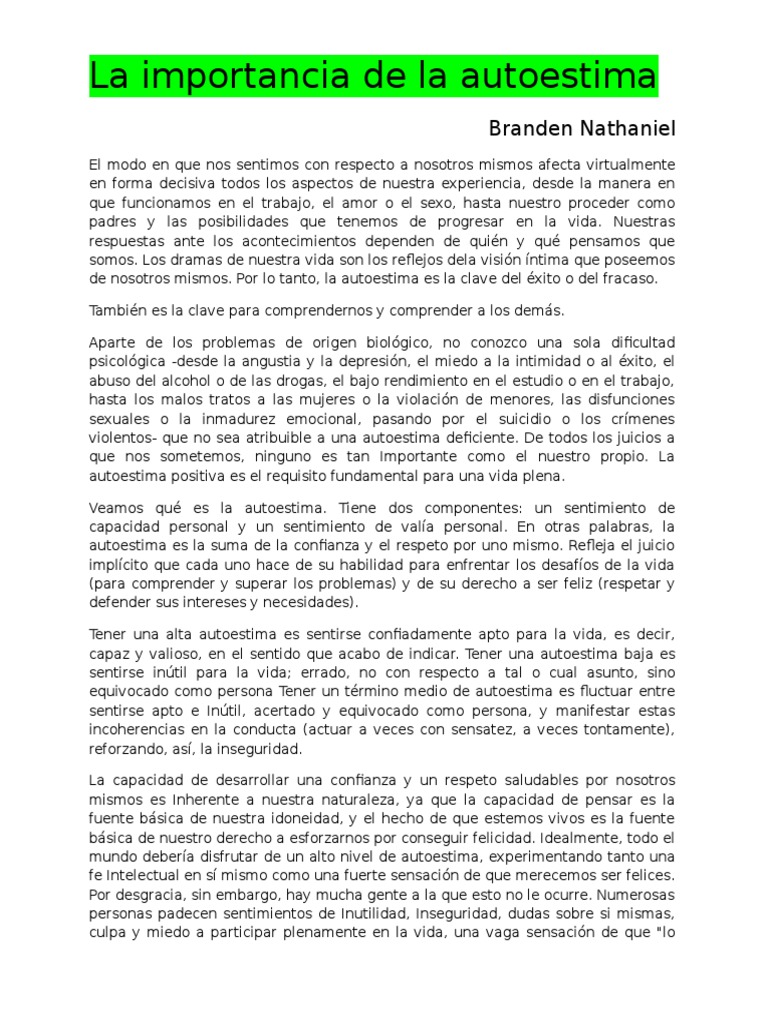 La clave de la autoestima positiva | PDF | Autoestima | Actitud psicológica