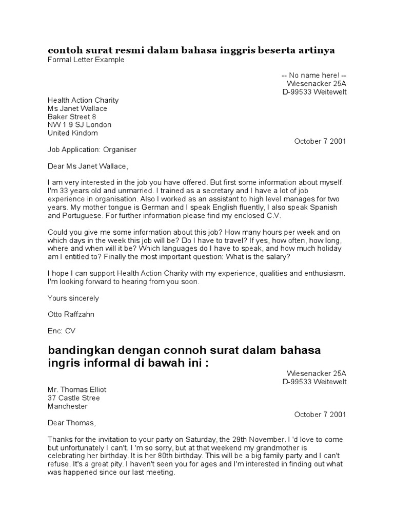 Contoh Surat Resmi Dalam Bahasa Inggris Beserta Artinya Contoh Surat Resmi Dalam Bahasa Inggris Beserta Artinya