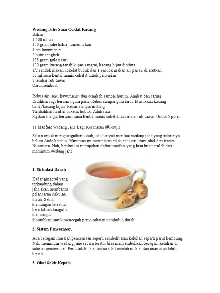 Wedang Jahe Susu Coklat Kacangdoc