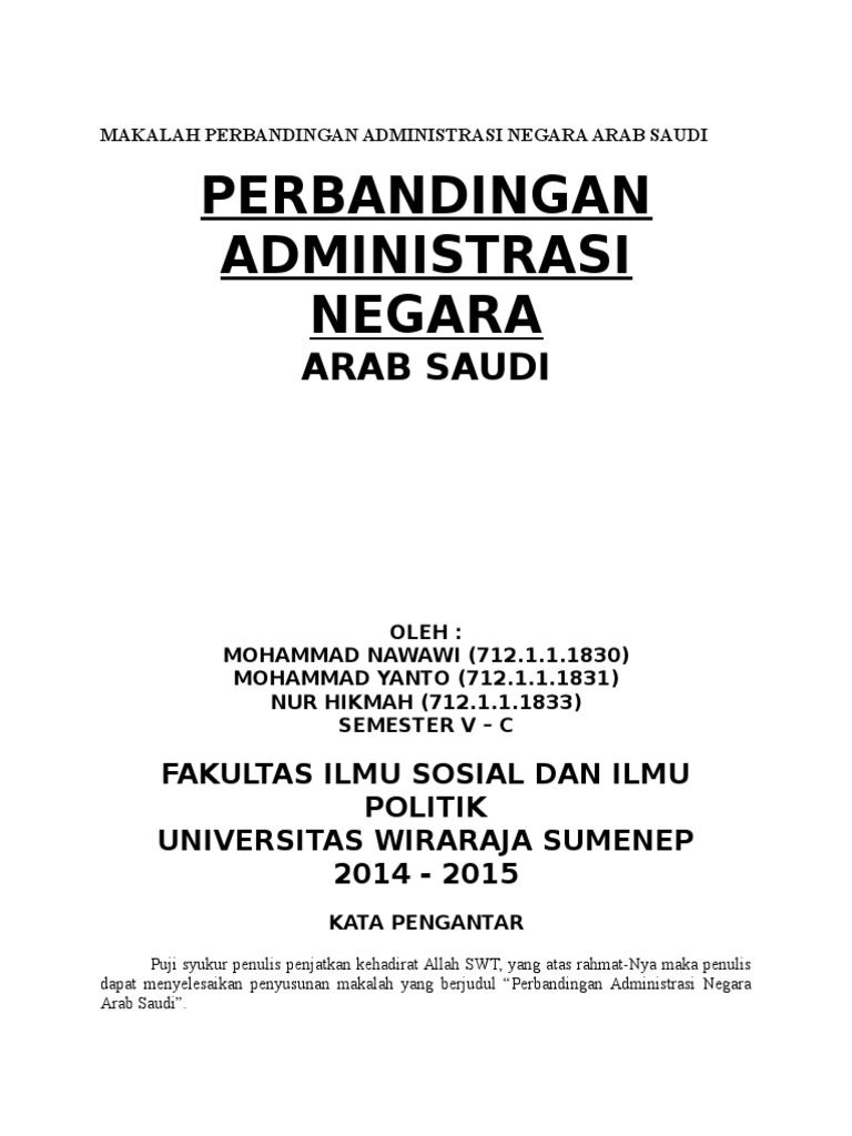 Makalah Perbandingan Administrasi Negara Arab Saudi