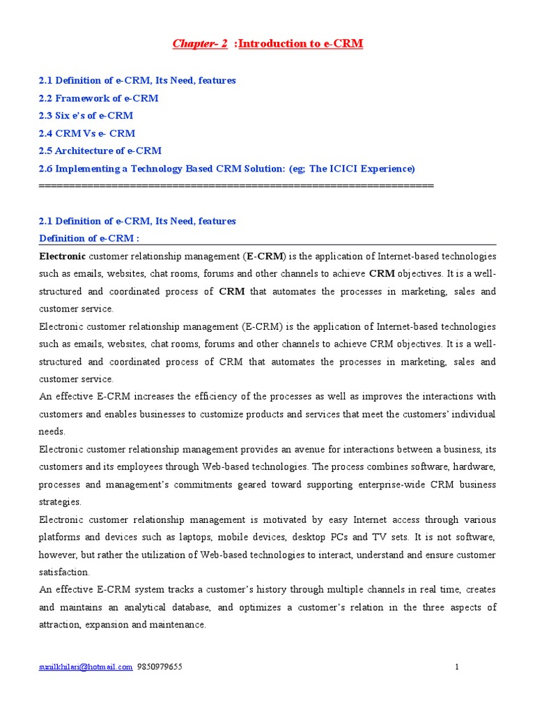 Introduction to e-CRM Concepts | PDF | Customer Relationship Management ...