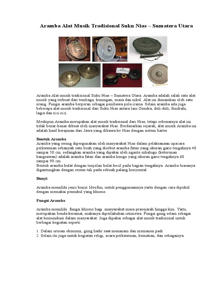 Aramba: Alat Musik Tradisional Nias | PDF | Griya & Taman | Seni