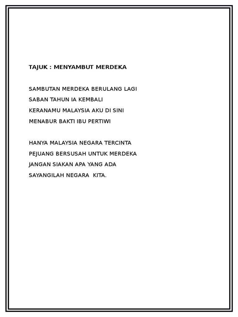 Sajak Untuk Pra Sekolah