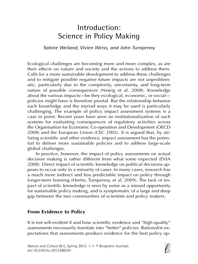 Science in Policy Making | PDF | Sustainability | Science