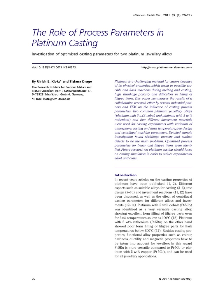 Casting Platinum PDF Casting (Metalworking) Cobalt