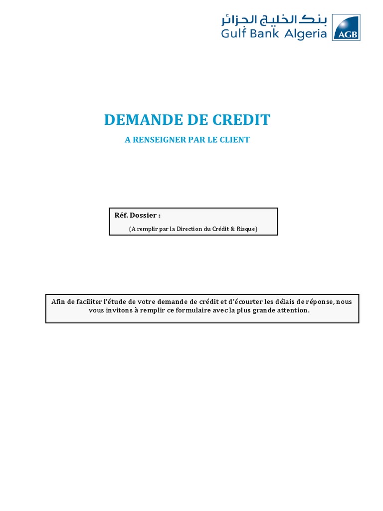 Formulaire_Demande_Credit.pdf  Crédit (Finance)  Banques