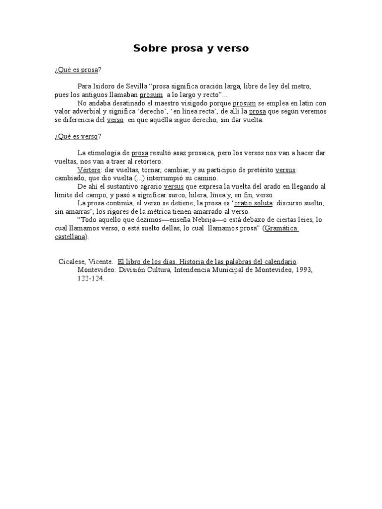 Qué Es Prosa Verso Cicalese | PDF | Prosa | Semiótica