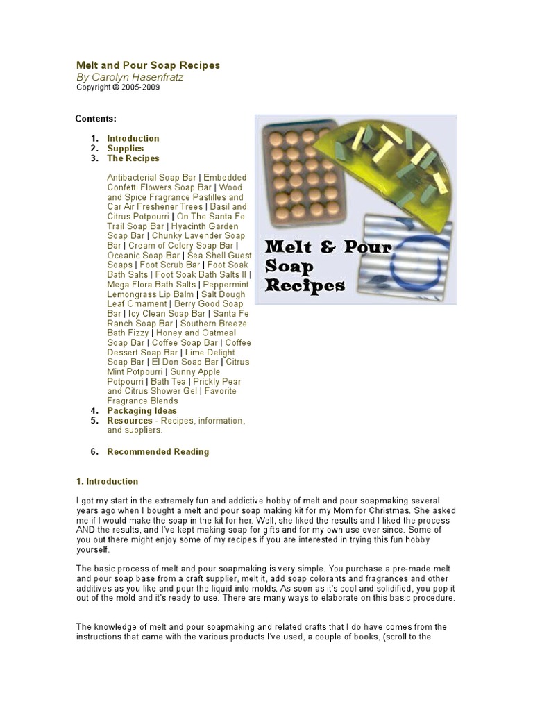 Melt and Pour Soap Recipes | PDF | Soap | Basil
