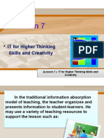 Lesson 7: IT For Higher Thinking Skills and Creativity