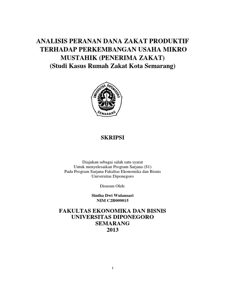 Analisis Peranandana Zakat Produktif Pdf
