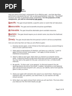 SMART Goal Setting Guidelines and Worksheet