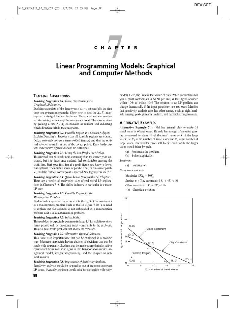Manual Solution To Chapter 7 Linear Programming The Graphical Method ...
