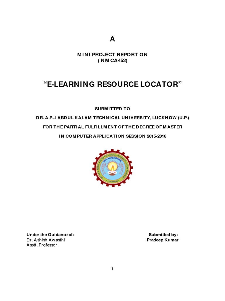 E-Learning Project Report & SYNOPISIS | PDF | Relational Database ...