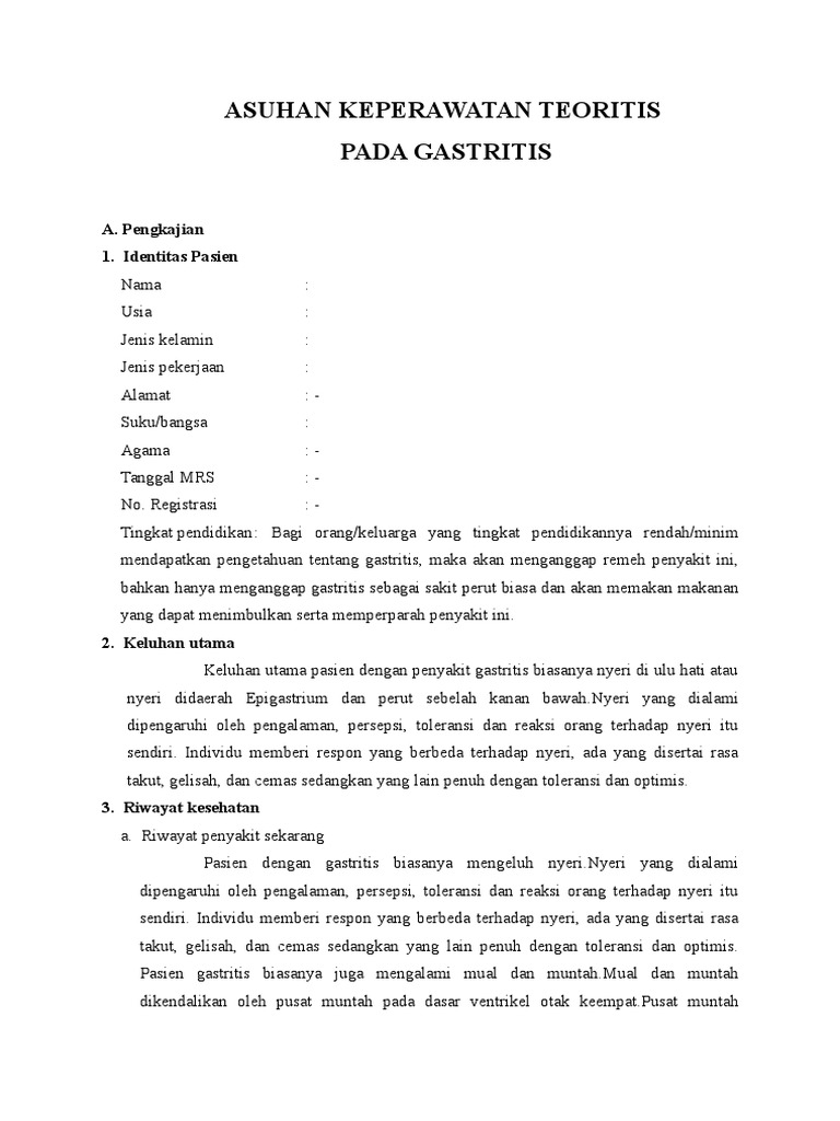 Askep Teoritis Dan Kasus Gastritis Pada Lansia Docx