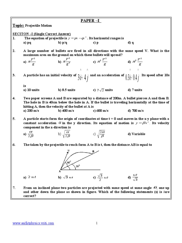 Projectile motion essay questions picture